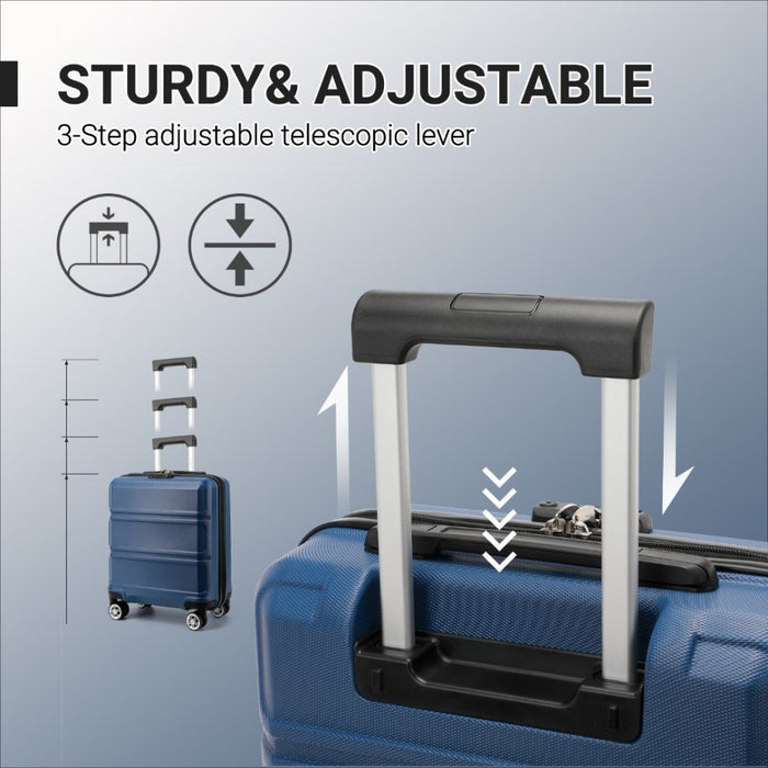 ABS Sculpted Horizontal Design Cabin Luggage – 16-Inch – Navy