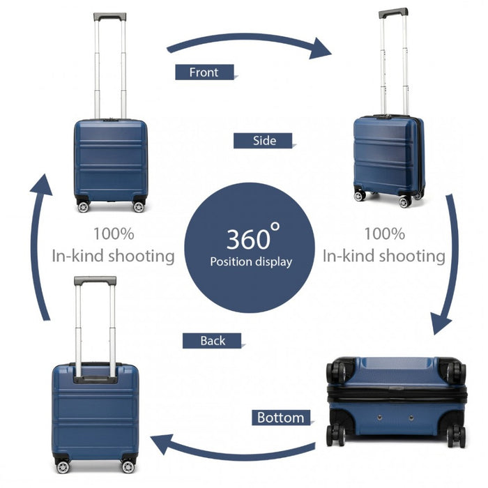 ABS Sculpted Horizontal Design Cabin Luggage – 16-Inch – Navy
