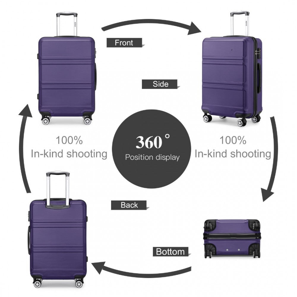 ABS Sculpted Horizontal Design Cabin Luggage – 20-Inch – Purple