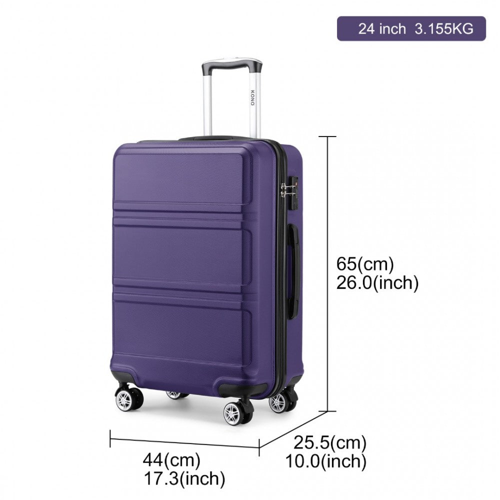ABS Sculpted Horizontal Design Suitcase – 24-Inch – Purple