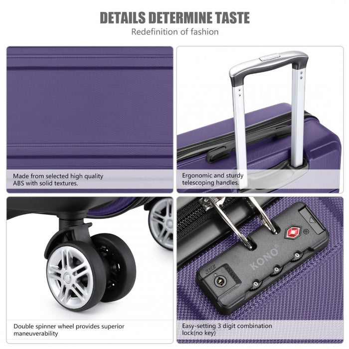 ABS Sculpted Horizontal Design Suitcase – 24-Inch – Purple
