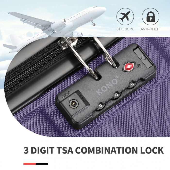 ABS Sculpted Horizontal Design Cabin Luggage – 20-Inch – Purple