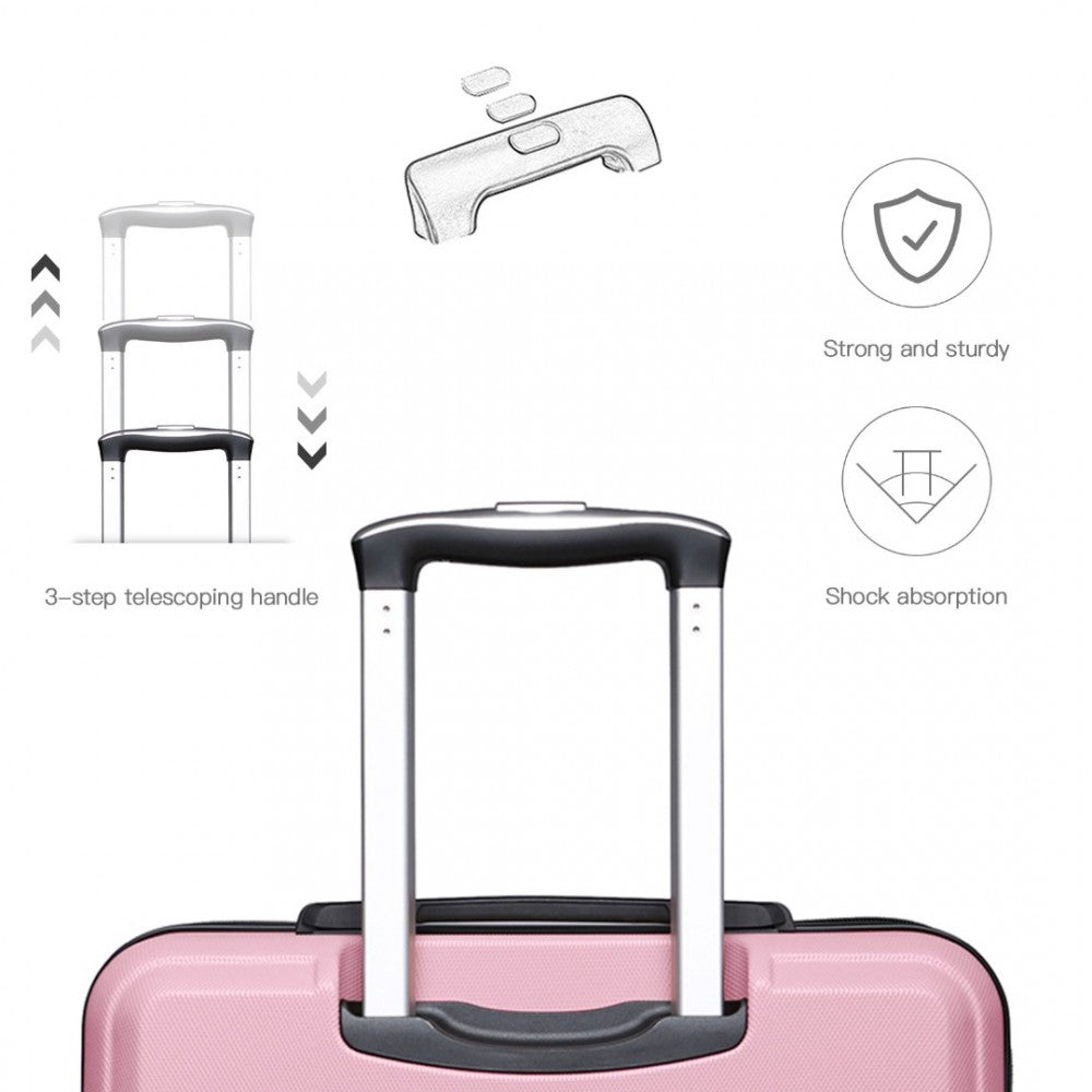ABS Sculpted Horizontal Design Suitcase – 24-Inch – Pink