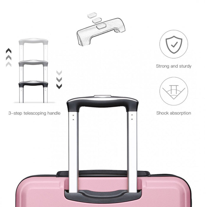 ABS Sculpted Horizontal Design Suitcase – 24-Inch – Pink
