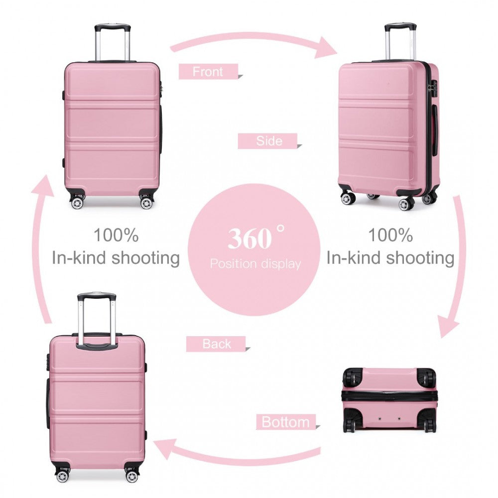 ABS Sculpted Horizontal Design Suitcase – 24-Inch – Pink