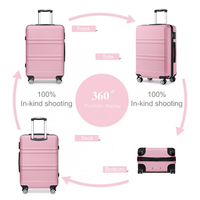 ABS Sculpted Horizontal Design Suitcase – 24-Inch – Pink
