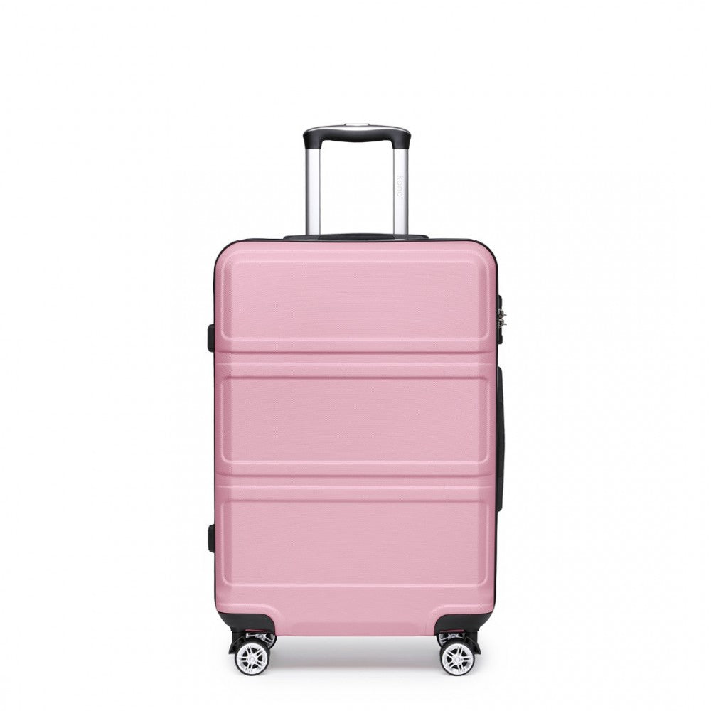 ABS Sculpted Horizontal Design Suitcase – 24-Inch – Pink