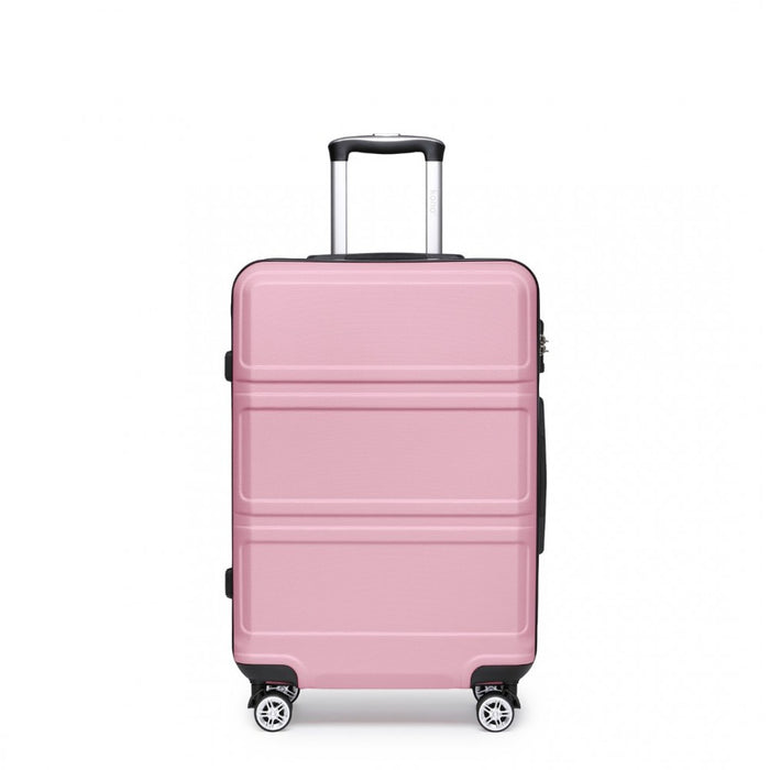 ABS Sculpted Horizontal Design Suitcase – 24-Inch – Pink