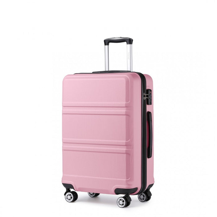 ABS Sculpted Horizontal Design Suitcase – 24-Inch – Pink