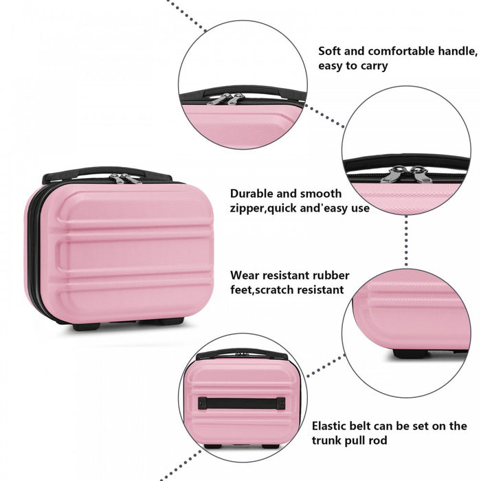 Lightweight ABS Hard Shell Vanity Case – 12-Inch – Pink