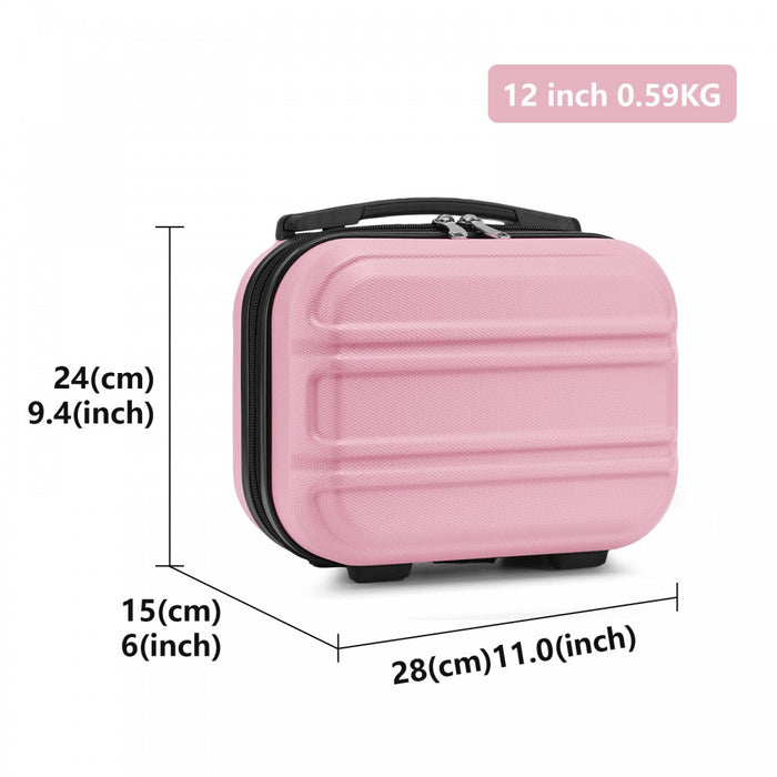 Lightweight ABS Hard Shell Vanity Case – 12-Inch – Pink