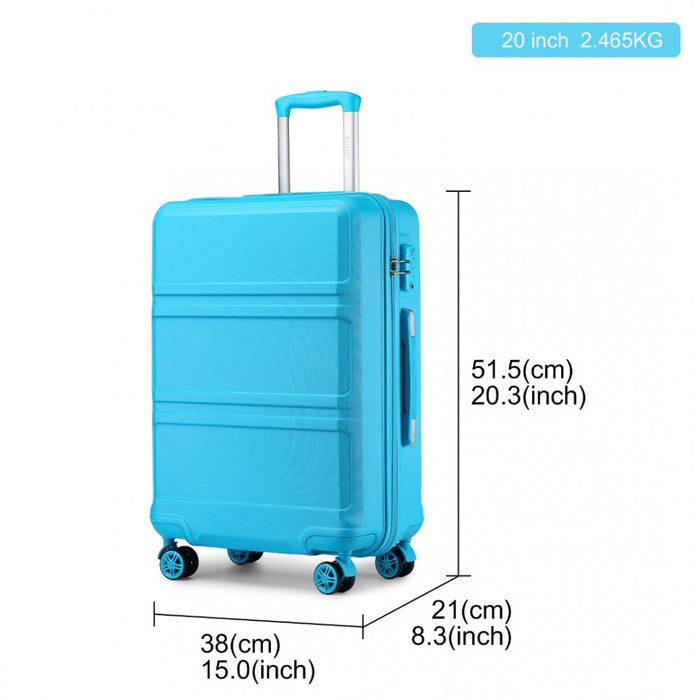 ABS Cabin Suitcase with Travel Luggage Organiser Bag Set – 20-Inch – Blue