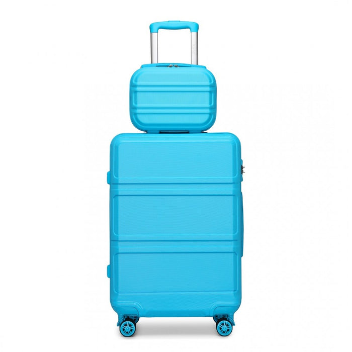 ABS 4 Wheel Suitcase Set with Vanity Case – Blue