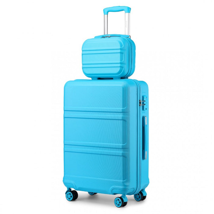 ABS 4 Wheel Suitcase Set with Vanity Case – Blue