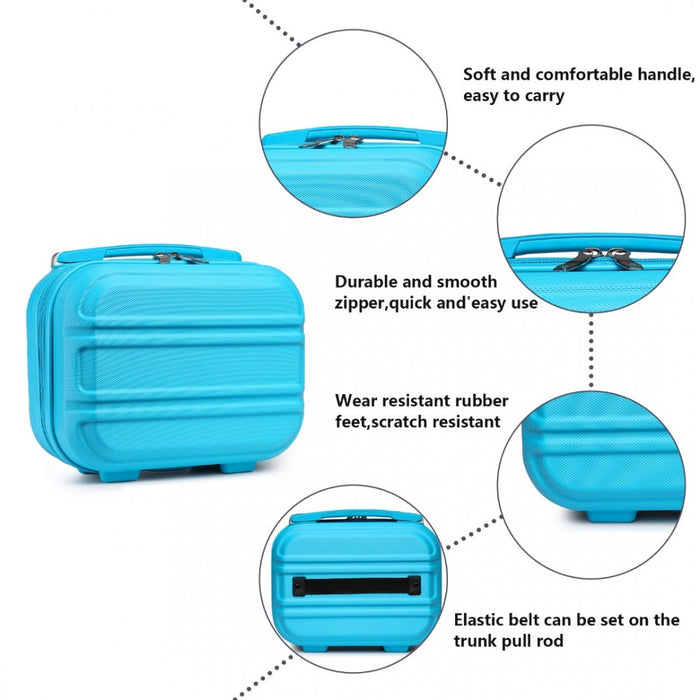 ABS 4 Wheel Suitcase Set with Vanity Case – Blue