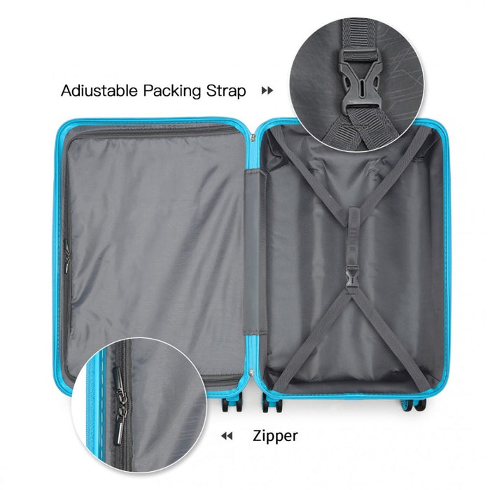 ABS 4 Wheel Suitcase Set with Vanity Case – Blue