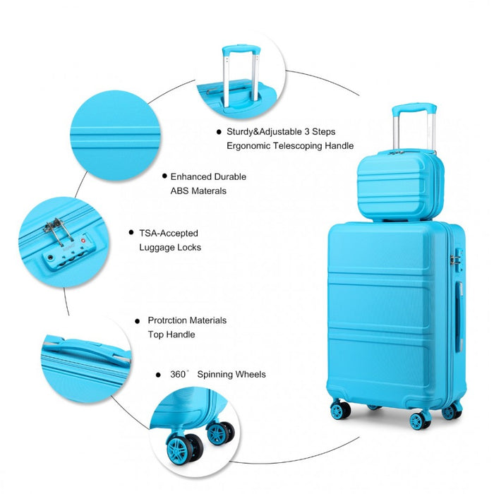 ABS 4 Wheel Suitcase Set with Vanity Case – Blue