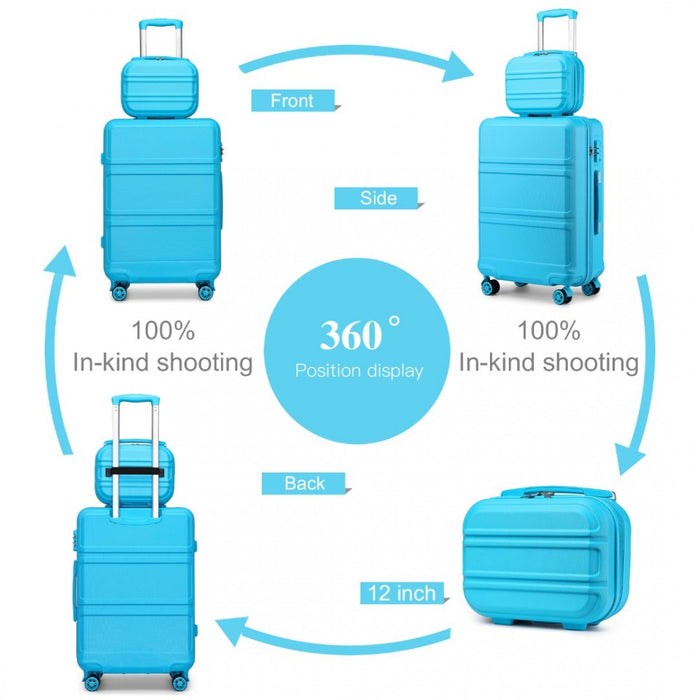 ABS 4 Wheel Suitcase Set with Vanity Case – Blue