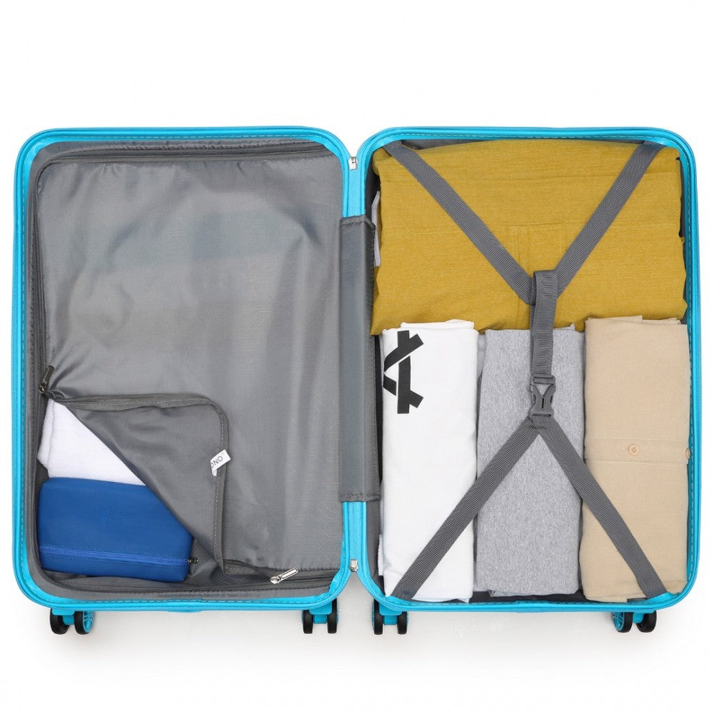 ABS Sculpted Horizontal Design Cabin Luggage – 20-Inch – Blue
