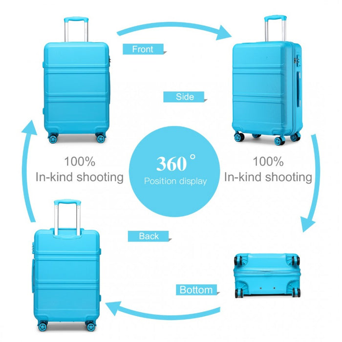 ABS Sculpted Horizontal Design Cabin Luggage – 20-Inch – Blue