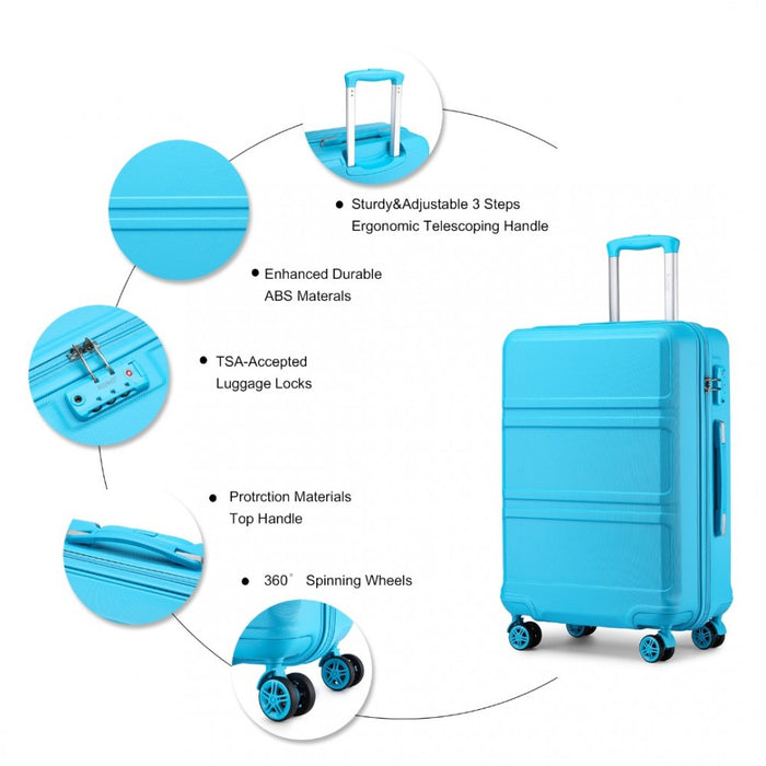 ABS Sculpted Horizontal Design Cabin Luggage – 20-Inch – Blue