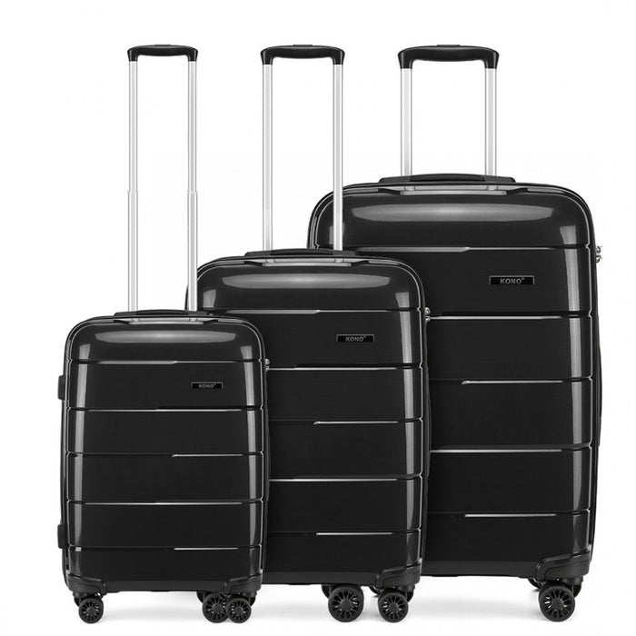 PP Hard Shell Suitcase Set – 20/24/28-Inch – Black