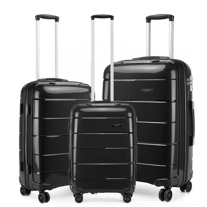 PP Hard Shell Suitcase Set – 20/24/28-Inch – Black
