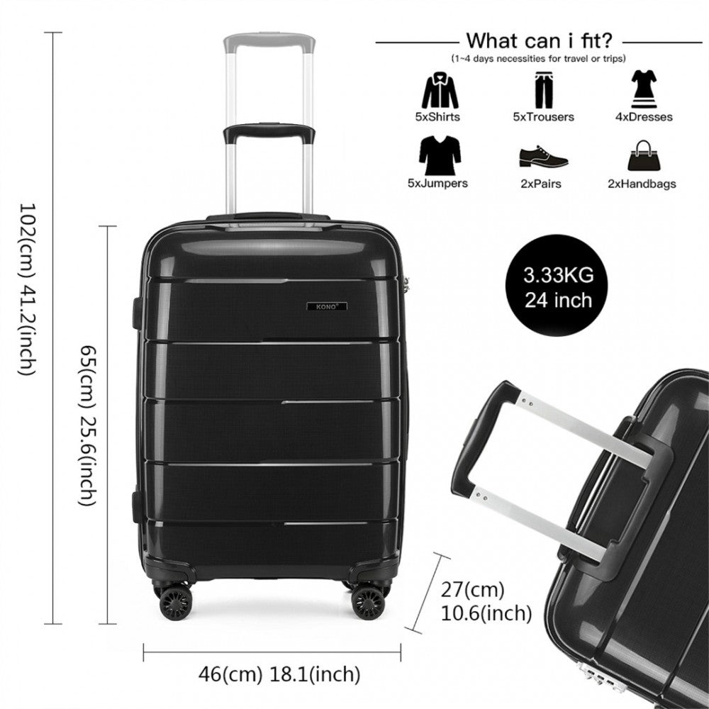 PP Hard Shell Suitcase – 24-Inch – Black
