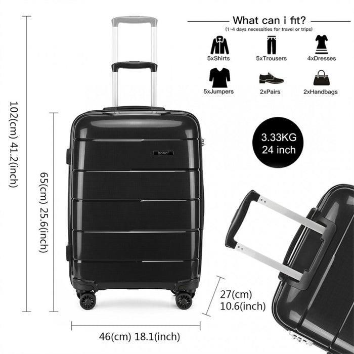 PP Hard Shell Suitcase – 24-Inch – Black