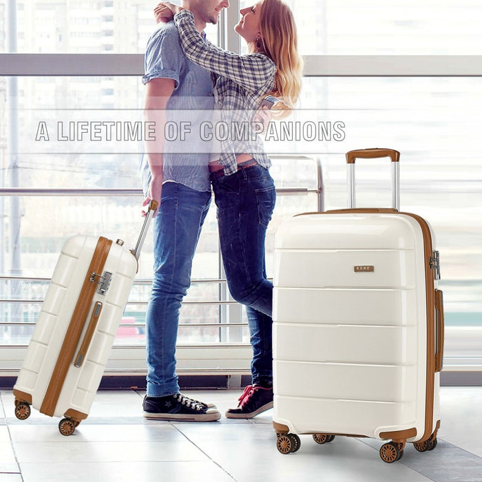 PP Hard Shell Suitcase – 24-Inch – Cream