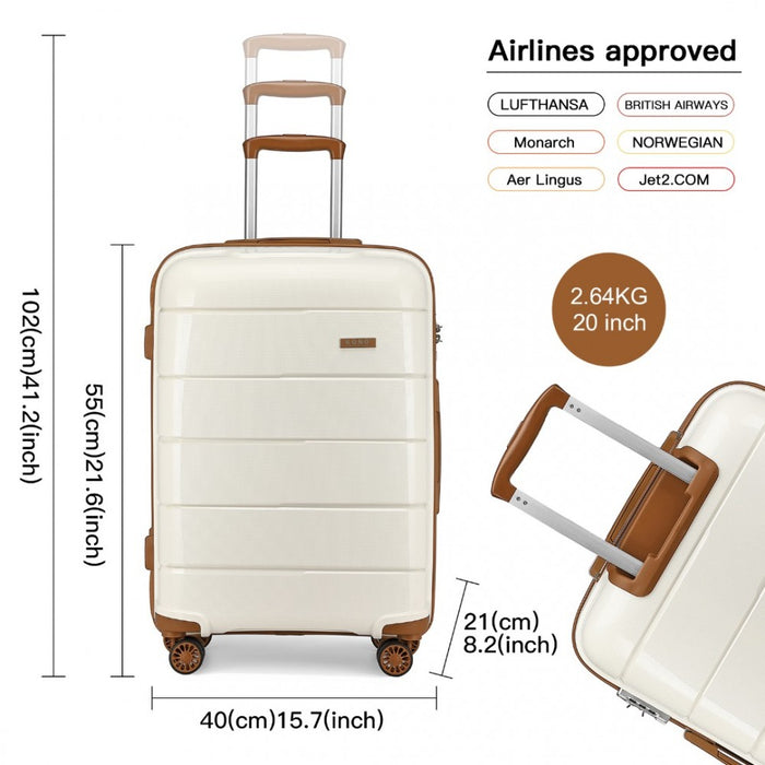 PP Hard Shell Suitcase Set – 20/24/28-Inch – Cream