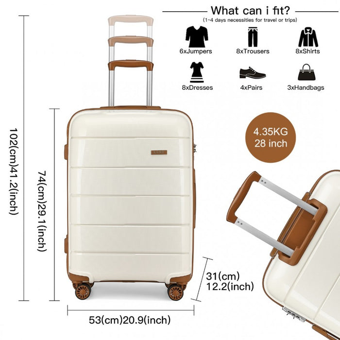 PP Hard Shell Suitcase Set – 20/24/28-Inch – Cream