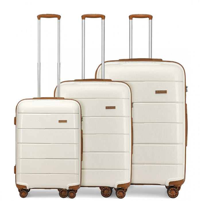 PP Hard Shell Suitcase Set – 20/24/28-Inch – Cream