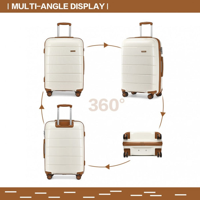 PP Hard Shell Cabin Suitcase – 20-Inch – Cream