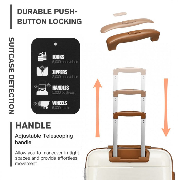 PP Hard Shell Suitcase – 24-Inch – Cream