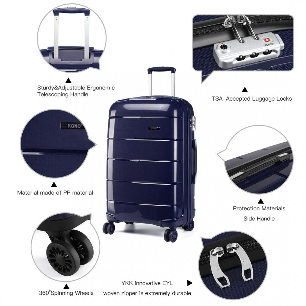 PP Hard Shell Suitcase Set – 20/24/28-Inch – Navy