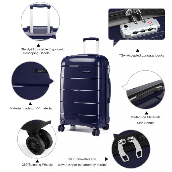 PP Hard Shell Suitcase Set – 20/24/28-Inch – Navy