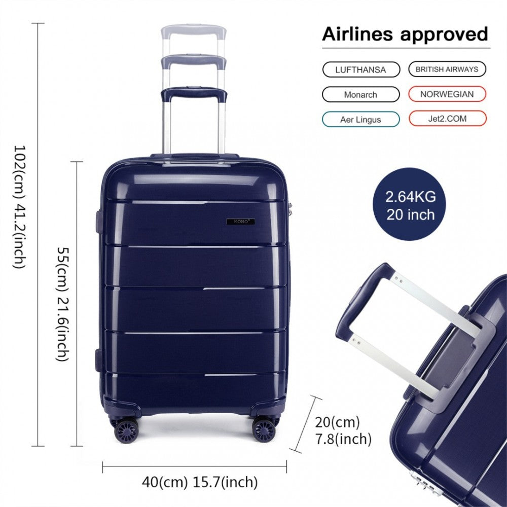 PP Hard Shell Suitcase Set – 20/24/28-Inch – Navy