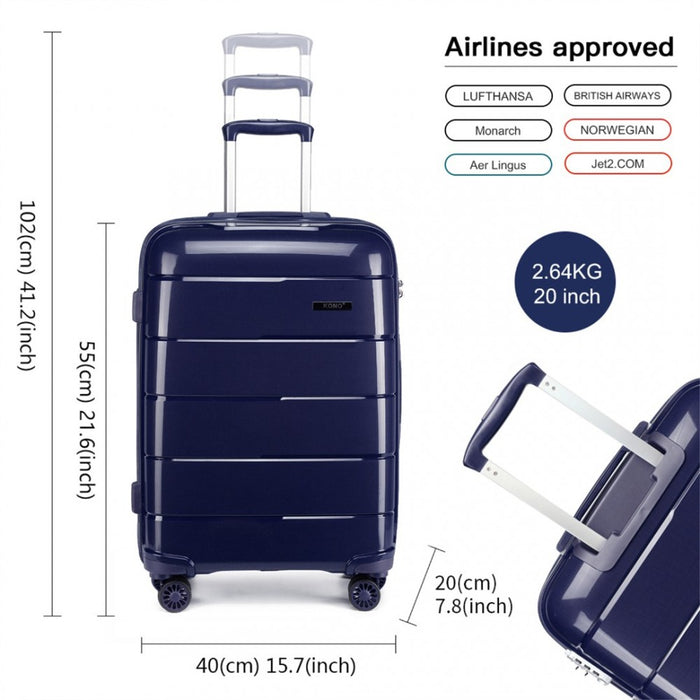 PP Hard Shell Suitcase Set – 20/24/28-Inch – Navy