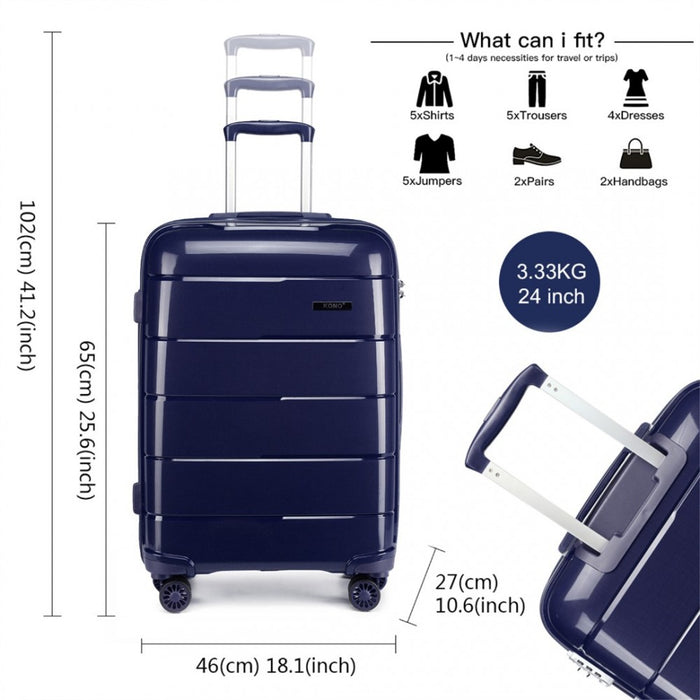 PP Hard Shell Suitcase – 24-Inch – Navy