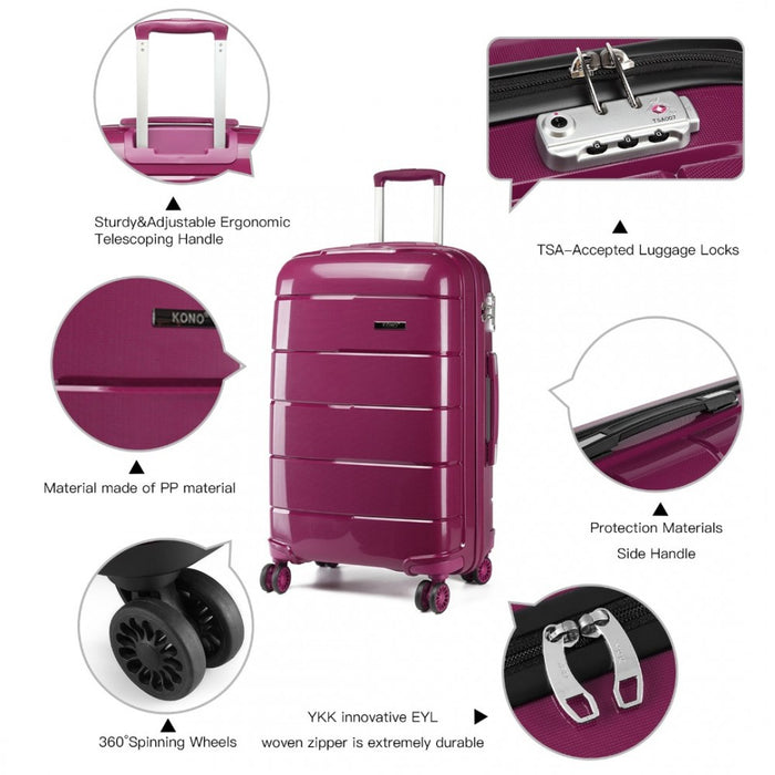 PP Hard Shell Cabin Suitcase – 20-Inch – Purple