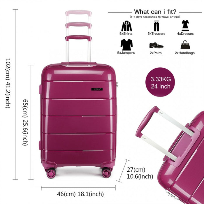 PP Hard Shell Suitcase – 24-Inch – Purple