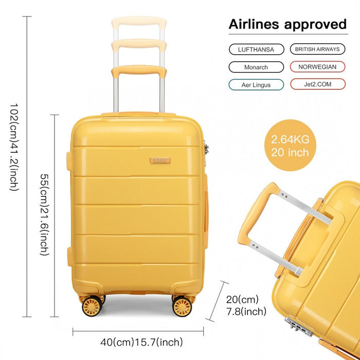 PP Hard Shell Suitcase Set – 20/24/28-Inch – Yellow