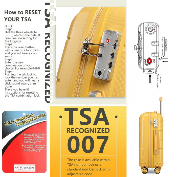 PP Hard Shell Suitcase – 24-Inch – Yellow