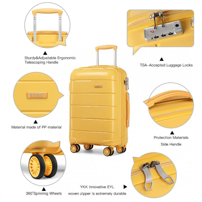 PP Hard Shell Suitcase – 24-Inch – Yellow