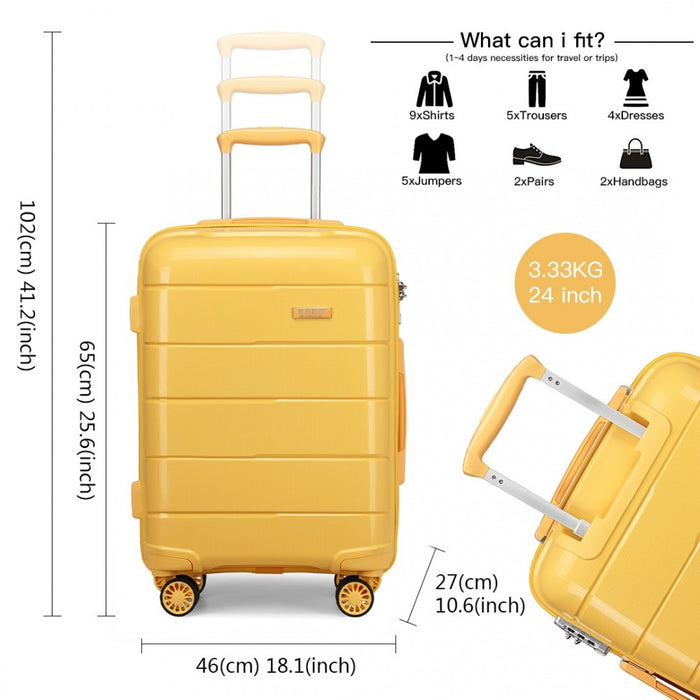 PP Hard Shell Suitcase Set – 20/24/28-Inch – Yellow