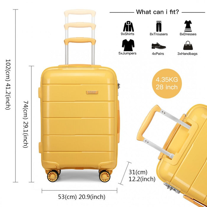 PP Hard Shell Suitcase Set – 20/24/28-Inch – Yellow