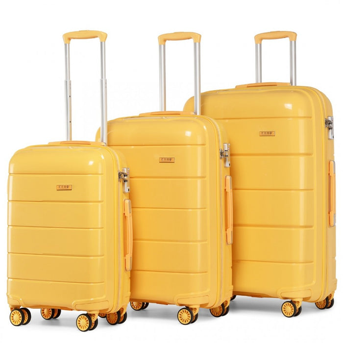 PP Hard Shell Suitcase Set – 20/24/28-Inch – Yellow