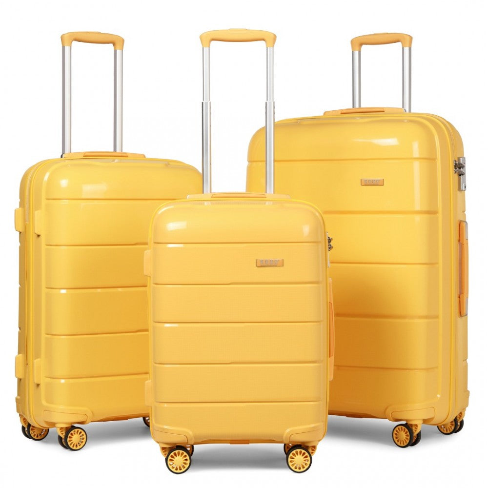 PP Hard Shell Suitcase Set – 20/24/28-Inch – Yellow