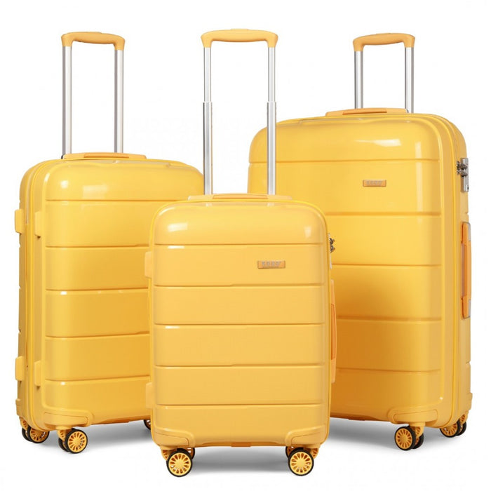 PP Hard Shell Suitcase Set – 20/24/28-Inch – Yellow